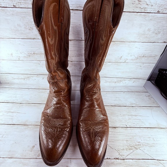 Tony Lama Other - Tony Lama Mens Brown Leather Western Cowboy Boots Pointed Toe Size 11 EE MadeUSA